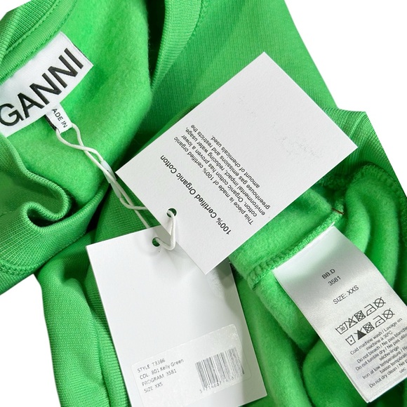 SOLD GANNI Isoli Butterfly Sweatshirt, Kelly Green, XXS - Picture 13 of 13